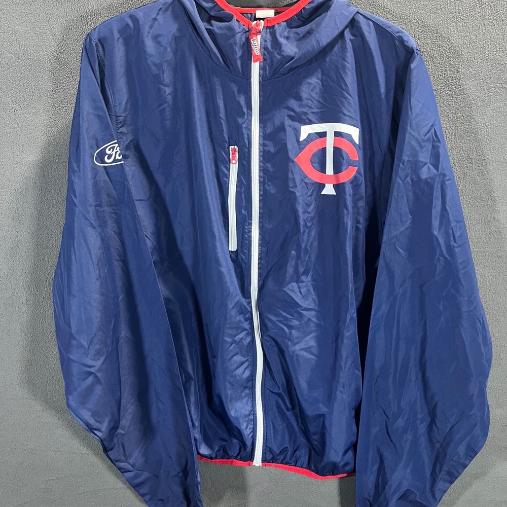 Minnesota Twins Success Brands Windbreaker Jacket Mens XL Navy Full Zip Hood